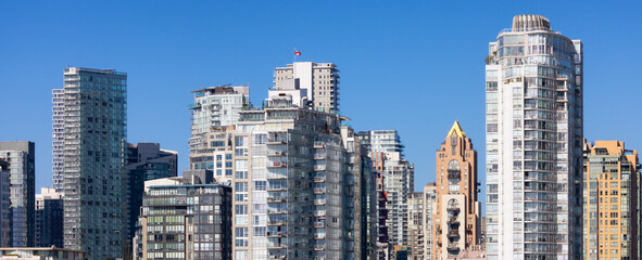 Residential Buildings in Downtown Vancouver, BC, Canada. Sunny Summer Day