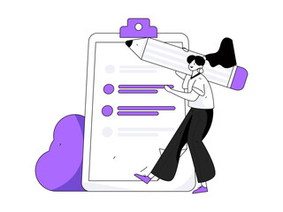 Invite friends to conduct questionnaire flat vector concept operation hand drawn illustration