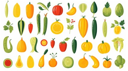 Happy world vegetarian day. Vector illustration with hand drawn unique textures. isolated white...