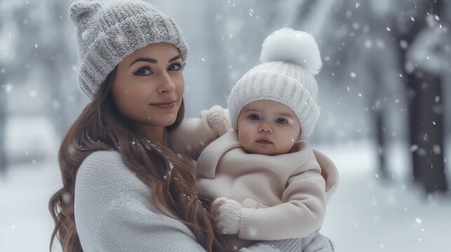 mother and child in winter