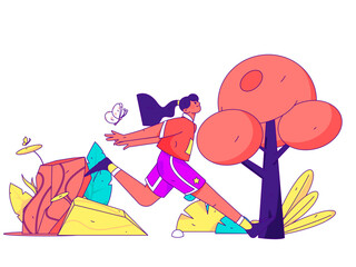 People exercising healthy running vector internet operation illustration