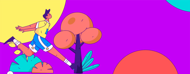 People exercising healthy running vector internet operation illustration