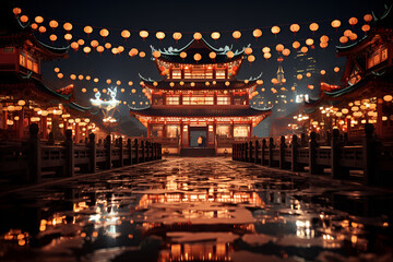 chinese temple at night