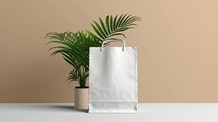 Packaging Bag Mockup White with shades on white Bg, AI Generated
