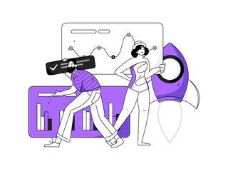 Business work characters flat vector concept operation hand drawn illustration