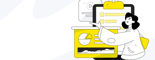 Business work characters flat vector concept operation hand drawn illustration