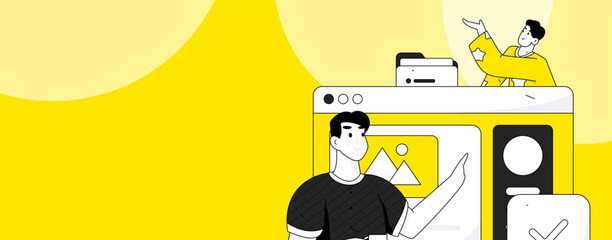 Business work characters flat vector concept operation hand drawn illustration