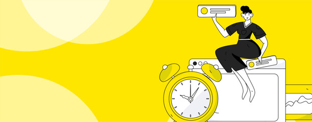 Business work characters flat vector concept operation hand drawn illustration