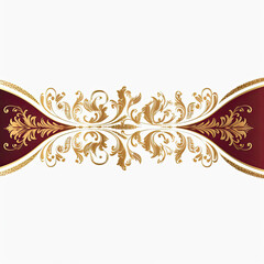 Maroon gold luxury decorative Filigree Elaborate on white Background, AI Generated