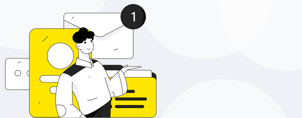 Business work characters flat vector concept operation hand drawn illustration