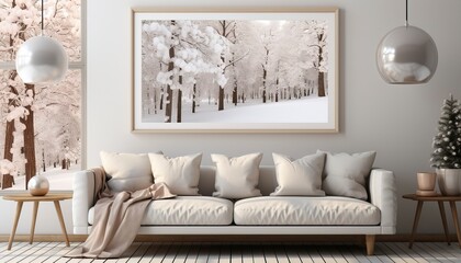 living room in winter season