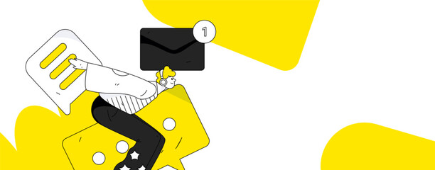 Business work characters flat vector concept operation hand drawn illustration