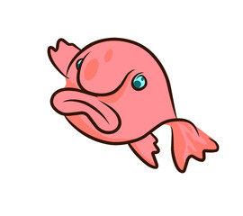 cute Blobfish vector illustration isolated on white