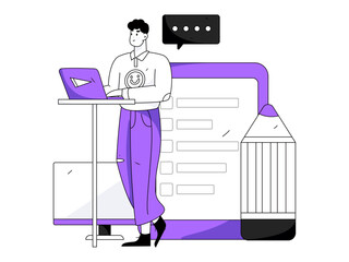 Business work characters flat vector concept operation hand drawn illustration