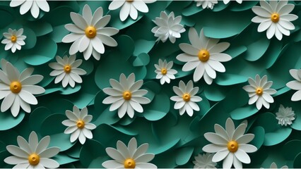white daisies on green background