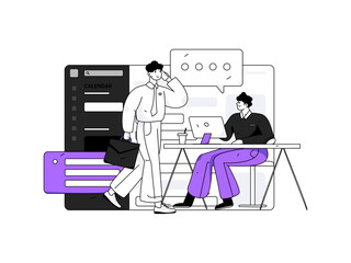 Business work characters flat vector concept operation hand drawn illustration