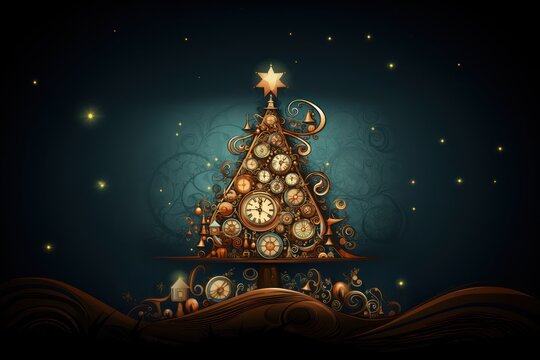 Whimsical Steampunk Christmas Tree a Festive Fusion of Industrial Charm and Retro-Futuristic Delights