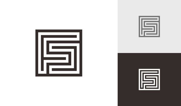 Square letter FC initial monogram logo design