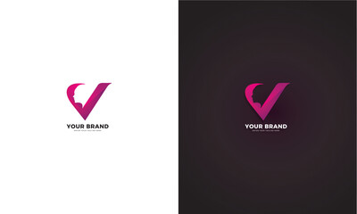 Beauty letter v logo, vector graphic design