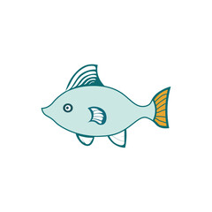 Cute Fish vector. Flat design style on a white background.