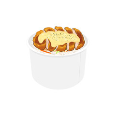 Chicken Nanban or katsu Vector Illustration Logo in a Paper Bowl