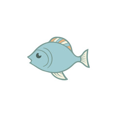 Cute Fish vector. Flat design style on a white background.