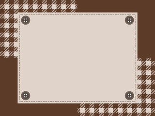 秋冬にぴったりな暖かい茶系のチェックが可愛いフレーム背景イラスト