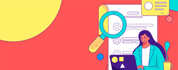 Personnel doing job interview flat vector concept operation hand drawn illustration