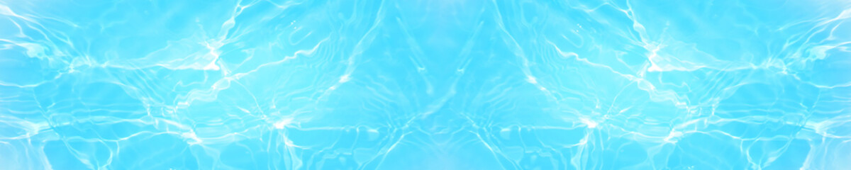  Defocus blurred transparent blue colored clear calm water surface texture with splashes...