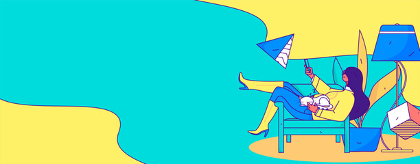 Home indoor character scene flat vector concept operation hand drawn illustration