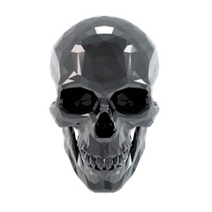 Low poly scull on white background. 3D render. Black color
