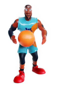 Famous basketball character: Lebron James. Fun toy.