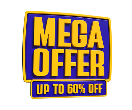 Mega offer up to 60% off, discount 3d label