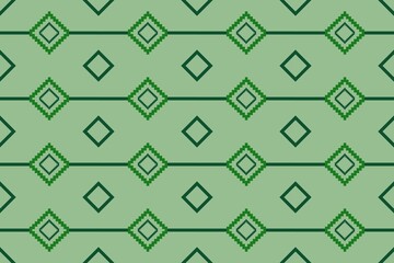 Geometric shapes seamless pattern on green background,design for fabric,curtain,background,carpet,wallpaper,clothing ,wrapping,batik,vector background and texture.