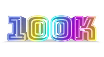 abstract colorful 3d font number. Thank you 100K Social Media, Followers and Subscribers.
