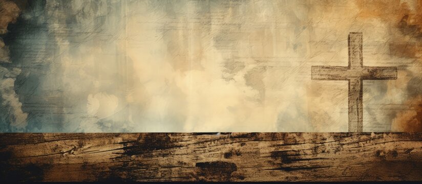 Christian cross on vintage paper background suitable for religious or grunge themed designs