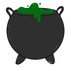 Witch Cauldron for Halloween placed on a white background