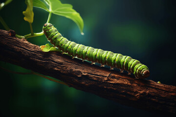 caterpillar on tree branch - Powered by Adobe