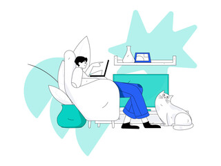 Home indoor character scene flat vector concept operation hand drawn illustration