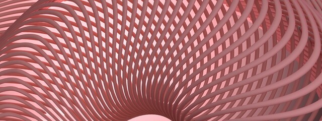 The background of a pink elegant and modern 3D rendering image in which Bezier curves of human skin texture are arranged in a donut shape.