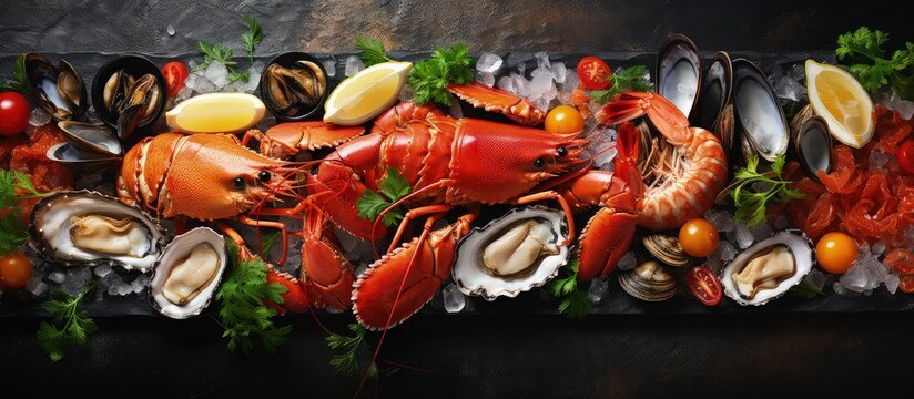 Seafood platter with lobster and shellfish
