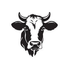 cow head logo silhouette vector