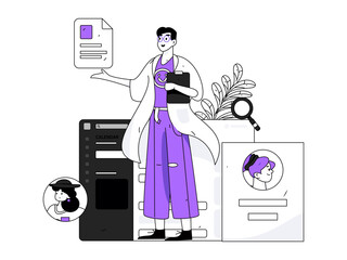 Personnel doing job interview flat vector concept operation hand drawn illustration