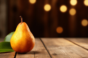 pear fruit on wooden background