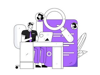 Personnel doing job interview flat vector concept operation hand drawn illustration