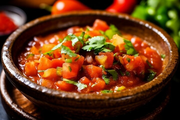 Ai generate A bowl of spicy and tangy salsa with freshly 