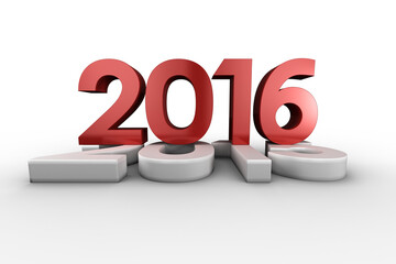 Digital png illustration of red 2016 text on transparent background