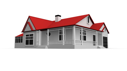 Digital png illustration of model of single-family house on transparent background