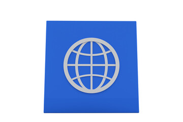 Digital png illustration of blue square with globe on transparent background