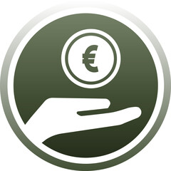 Digital png illustration of circle with hand and euro sign on transparent background